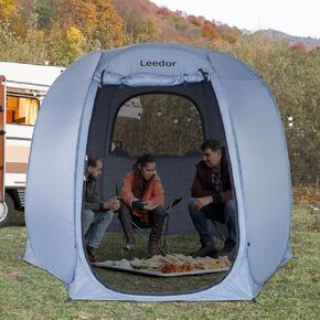 LEEDOR Pop Up Screen House Tent, 10x10 FT UPF 50+ and Windproof Dome Outdoor Canopy Tent with Roll Up Zipped Door Privacy Gazebo, Compact and Lightweight for Party Camping Fishing Picnic, Grey