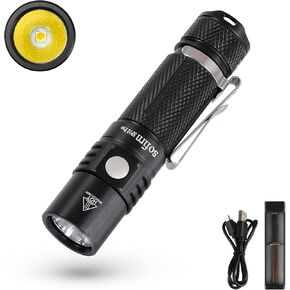 sofirn SP10 Pro Mini Flashlight 900 Lumens, Small AA Flashlight with LH351D LED 90CRI, Anduril 2 UI, Pocket Flashlight for Camping, Outdoor, Hiking Emergency (Black-KIT)