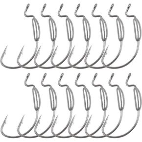Weighted Swimbait Hooks, Worm Fishing Offset Hook Wide Gap Bass Fishing Hooks for Soft Plastic Worm Lures Jig Hook for Freshwater Saltwater Fishing