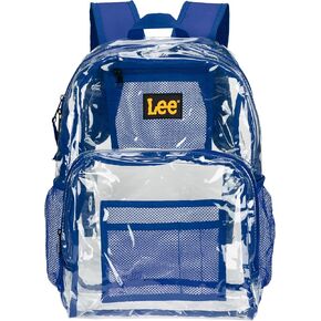 Lee Clear Water Resistant Durable Backpack - Plastic See Thru Bag for Casual Use, Stadiums, Concerts (Clear Black)