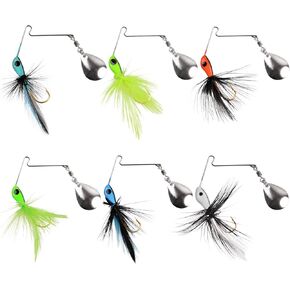 Spinnerbait Fishing Lures for Bass Trout Pike 6pcs Mini Rooster Bait Tail Fishing Spinner Lures Crappie Perch Bluegill Panfish Hard Metal Spinner Bait Jigs Lure Freshwater Saltwater Fishing