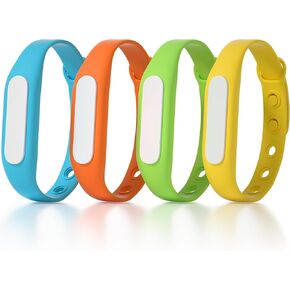 Mosquito Repellent Bracelets for Adult Kids, Individually Wrapped Anti-Insect Wristband for Indoor Outdoor, Waterproof Bug Protection for Camping Fishing Hiking (4 Pack)