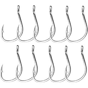 Fishing Circle Hooks, Saltwater Fishing Hooks for Octopus, Freshwater Catfish Hook Size 1/0-5/0 (Pack of 10)