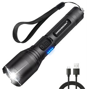 DARKBEAM LED Flashlight Rechargeable USB 350000 High Lumens, Small Powerful Bright Pocket Flashlights, Focus Adjustable Water Resistant Handheld Flash Light for Camping, Outdoor, Emergency