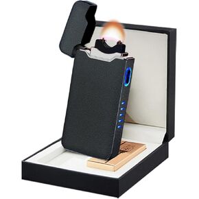 SKRFIRE Electric Lighter Windproof, Large Flame Electric Lighter Plasma-Flame Arc Lighter Rechargeable USB Lighter Flame Lighter with Battery Indicator for Candle (Black)