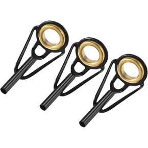 3 Pack Fishing Rod Tips Repair Kit - Stainless Steel Ring Guide Replacement, Corrosion-Resistant, Apply to Fishing Rod (2mm Tube Dia, Black)