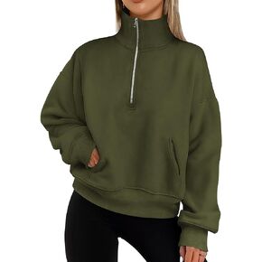 PRETTYGARDEN Women's Half Zip Sweatshirts Long Sleeve Cropped Pullover Tops Fall Fashion Y2K Clothes