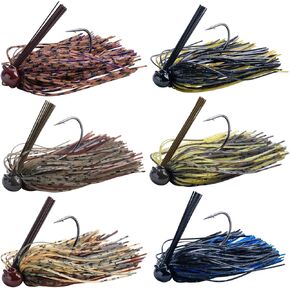 Tungsten Swim Jigs for Bass Fishing,3/8oz Bass Jigs with Weed Guard,Tungsten Jig Head Bass Fishing Jigs,Silicone Skirts Flipping Jigs, Weedless Football Jigs Fishing Lure for Trout,Pike,Walleye