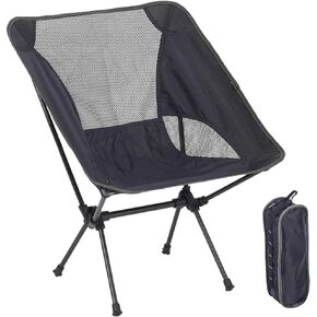 Portable Camping Chair, Lightweight Foldable Outdoor Chair for Hiking Beach, Max Load 220 lbs, Aircraft Grade 7075 Aluminum, Compact Backing Chair Lawn Chair, Black