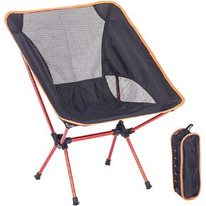Portable Camping Chair, Lightweight Foldable Outdoor Chair for Hiking Beach, Max Load 220 lbs, Aircraft Grade 7075 Aluminum, Compact Backing Chair Lawn Chair, Black