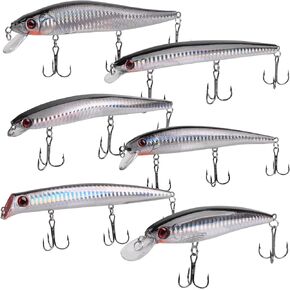 Fishing Lure Kit Surf Fishing Sriper Lure Saltwater Minnow Lures Jertbait Topwater Popper Plugs Diving Hard Baits Inshore Offshore Ocen Fishing Mackerel Tarpon Barracuda 6PCS/12PCS