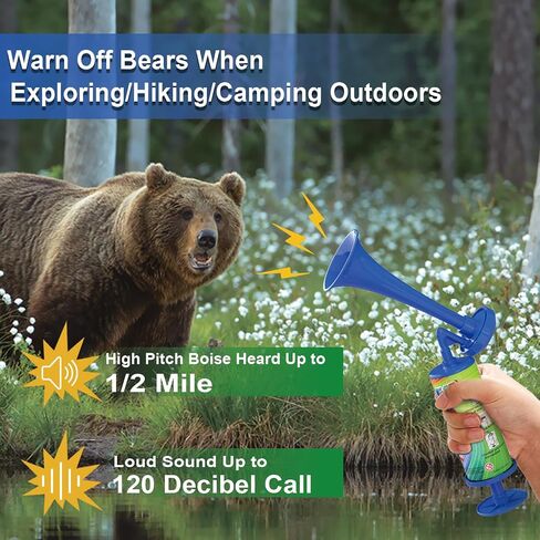 Air Horn for Hiking, Bear Horn Self Defense Loud Marine Air Horn for Boating Noise Makers 120DB Heard up to 0.5 Mile Away Portable Boat Horn Safety Alarm Scare Bears for Hiking Boating Sports Events in Saudi Arabia