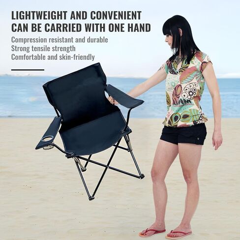 Beach Chair, Portable Outdoor Camping Chair with Storage Bag, Lightweight Foldable Chair with Holdcup, for Outside Camping, Hiking, Fishing, Beach and Sports in Saudi Arabia