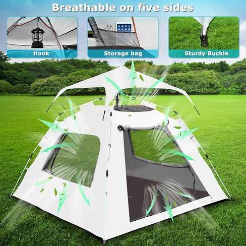 OSWIN 3-4 people with canopy tents for camping, weatherproof backpacking tent, pop-up camping tent, Instant Camping tents, Four Seasons tent(White) in Kuwait