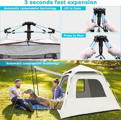 OSWIN 3-4 people with canopy tents for camping, weatherproof backpacking tent, pop-up camping tent, Instant Camping tents, Four Seasons tent(White) in Kuwait