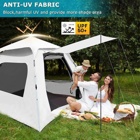 OSWIN 3-4 people with canopy tents for camping, weatherproof backpacking tent, pop-up camping tent, Instant Camping tents, Four Seasons tent(White) in Kuwait