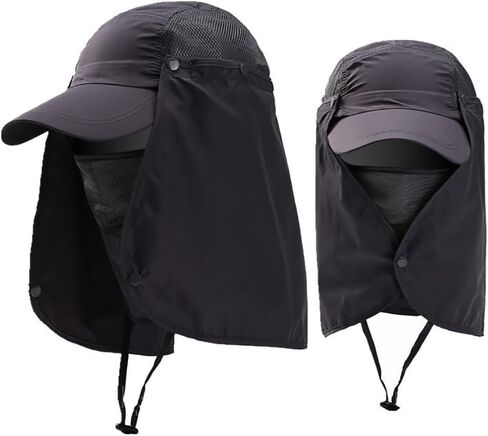 UPF50+ Outdoor Fishing Hat UV Protection Sun Hat Wide Brim Baseball Cap with Face Neck Flap for Women Men in Saudi Arabia