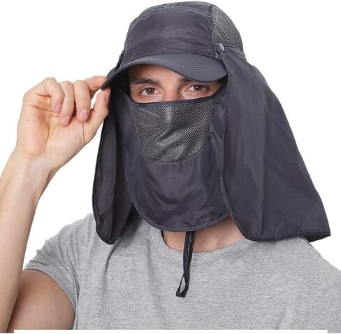 UPF50+ Outdoor Fishing Hat UV Protection Sun Hat Wide Brim Baseball Cap with Face Neck Flap for Women Men in Saudi Arabia