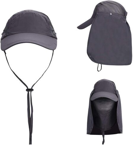 UPF50+ Outdoor Fishing Hat UV Protection Sun Hat Wide Brim Baseball Cap with Face Neck Flap for Women Men in Saudi Arabia