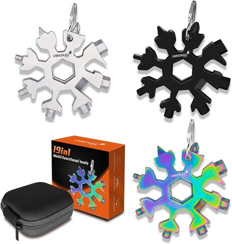 19 in 1 Snowflake Multitool Keychain Multi-Tool, 3 Pack Keychain Multi Tool Snowflake Wrench Screwdriver Bottle Opener Key Chain Tools Gadgets For Men in Saudi Arabia