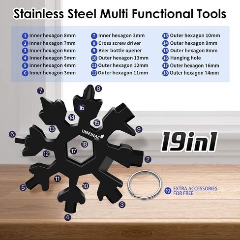 19 in 1 Snowflake Multitool Keychain Multi-Tool, 3 Pack Keychain Multi Tool Snowflake Wrench Screwdriver Bottle Opener Key Chain Tools Gadgets For Men in Saudi Arabia