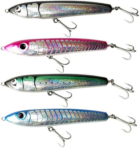 Topwater قلم رصاص بوبر المتذبذب الطعوم الصلبة عصا الصيد اليدوية طعم الصيد التوصيل سويم مع خطافات صيد ثلاثية الطعم العائمة المياه المالحة 4.9 أوقية in Kuwait