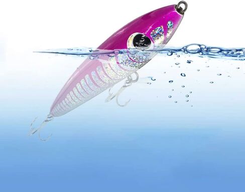 Topwater قلم رصاص بوبر المتذبذب الطعوم الصلبة عصا الصيد اليدوية طعم الصيد التوصيل سويم مع خطافات صيد ثلاثية الطعم العائمة المياه المالحة 4.9 أوقية in Kuwait
