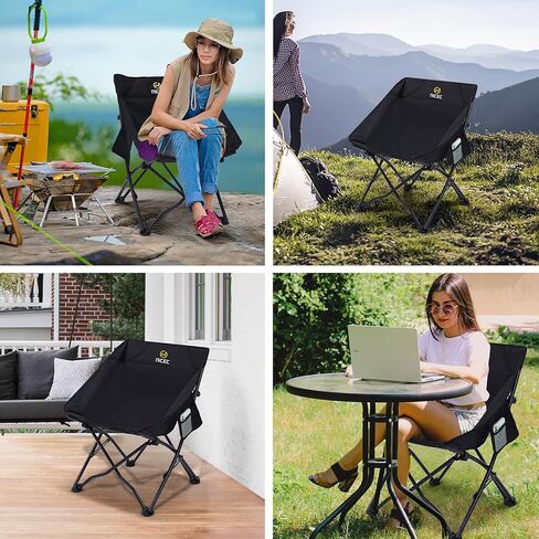 كراسي تخييم لطيفة C، كرسي قابل للطي، كرسي محمول، كرسي حقيبة الظهر، صغير الحجم وشديد التحمل في الهواء الطلق، السفر، النزهة، المهرجانات مع جيبين جانبيين وحقيبة حمل (2 عادية) in Kuwait