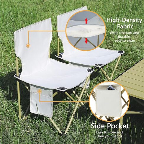 Outdoor Camping Chair, Collapsible Chair with Side Pocket and Carry Bag, Folding Chair for Camping, Beach, Picnic, Sunbathing Chairs with Storage Bag (Beige) in Kuwait