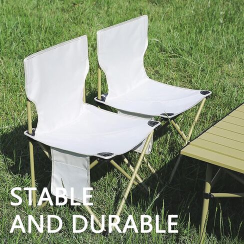 Outdoor Camping Chair, Collapsible Chair with Side Pocket and Carry Bag, Folding Chair for Camping, Beach, Picnic, Sunbathing Chairs with Storage Bag (Beige) in Kuwait