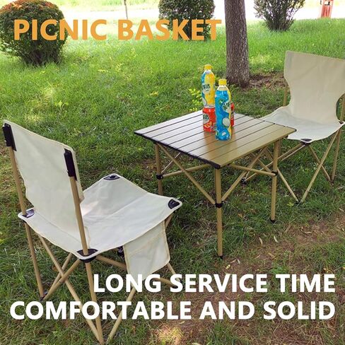 Outdoor Camping Chair, Collapsible Chair with Side Pocket and Carry Bag, Folding Chair for Camping, Beach, Picnic, Sunbathing Chairs with Storage Bag (Beige) in Kuwait