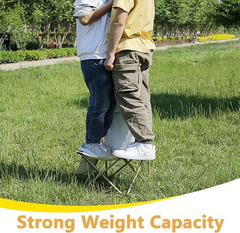 Outdoor Camping Chair, Collapsible Chair with Side Pocket and Carry Bag, Folding Chair for Camping, Beach, Picnic, Sunbathing Chairs with Storage Bag (Beige) in Kuwait