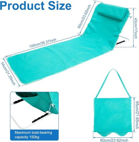 كرسي الشاطئ كراسي صالة قابلة للطي للبالغين خفيف الوزن كرسي الحديقة المحمولة كرسي الشاطئ حصيرة صالة مع حزام الكتف قابل للتعديل للتخييم في الهواء الطلق السفر فناء الشاطئ حمام السباحة نزهة in Kuwait