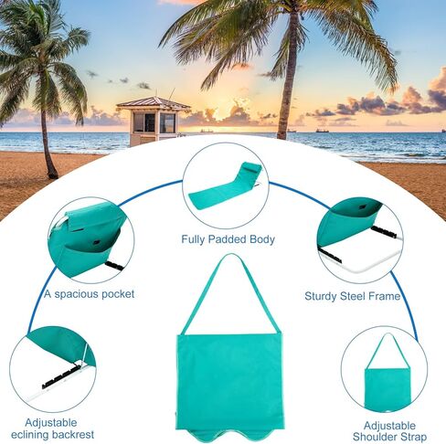 كرسي الشاطئ كراسي صالة قابلة للطي للبالغين خفيف الوزن كرسي الحديقة المحمولة كرسي الشاطئ حصيرة صالة مع حزام الكتف قابل للتعديل للتخييم في الهواء الطلق السفر فناء الشاطئ حمام السباحة نزهة in Kuwait