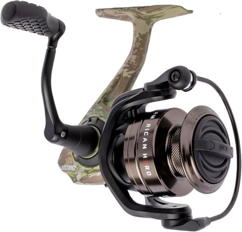Lew’s American Hero Camo Spinning Fishing Reel, 5+1 Bearings, 6.2:1 Gear Ratio, One-Piece Graphite Frame, Oiled Felt Multi-Disc Drag, Interchangeable Retrieve, Camo/Black in Saudi Arabia