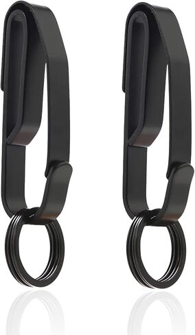 2 حزمة من حامل حلقة المفاتيح التكتيكية مشبك حزام المفاتيح للمفاتيح المصنوعة من الفولاذ المقاوم للصدأ الشرطة ووكالات الإطفاء واجب تكتيكي مزدوج الجانب سريع التحرير ملحقات حزام حامل المفاتيح (أسود) in Kuwait