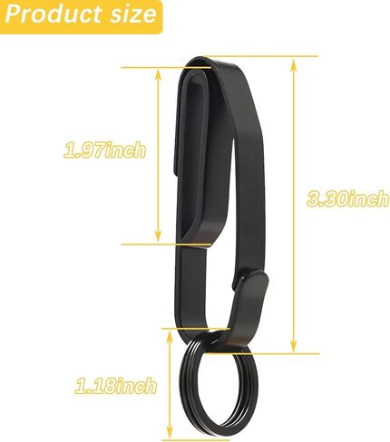 2 حزمة من حامل حلقة المفاتيح التكتيكية مشبك حزام المفاتيح للمفاتيح المصنوعة من الفولاذ المقاوم للصدأ الشرطة ووكالات الإطفاء واجب تكتيكي مزدوج الجانب سريع التحرير ملحقات حزام حامل المفاتيح (أسود) in Kuwait