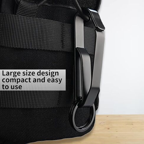 2 حزمة من حامل حلقة المفاتيح التكتيكية مشبك حزام المفاتيح للمفاتيح المصنوعة من الفولاذ المقاوم للصدأ الشرطة ووكالات الإطفاء واجب تكتيكي مزدوج الجانب سريع التحرير ملحقات حزام حامل المفاتيح (أسود) in Kuwait