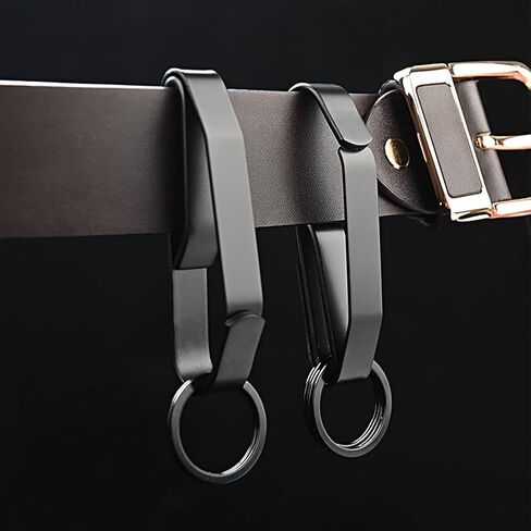 2 حزمة من حامل حلقة المفاتيح التكتيكية مشبك حزام المفاتيح للمفاتيح المصنوعة من الفولاذ المقاوم للصدأ الشرطة ووكالات الإطفاء واجب تكتيكي مزدوج الجانب سريع التحرير ملحقات حزام حامل المفاتيح (أسود) in Kuwait