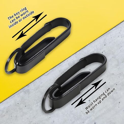 2 حزمة من حامل حلقة المفاتيح التكتيكية مشبك حزام المفاتيح للمفاتيح المصنوعة من الفولاذ المقاوم للصدأ الشرطة ووكالات الإطفاء واجب تكتيكي مزدوج الجانب سريع التحرير ملحقات حزام حامل المفاتيح (أسود) in Kuwait