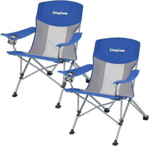 KingCamp Folding Camping Chair Oversized Heavy Duty Outdoor Camp Chair Portable Lawn Chair Arm Chair, Sturdy Steel Frame Supports 300 Lbs with Cup Holder for Sports Fishing Picnic in Saudi Arabia