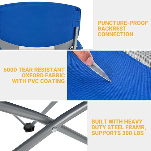 KingCamp Folding Camping Chair Oversized Heavy Duty Outdoor Camp Chair Portable Lawn Chair Arm Chair, Sturdy Steel Frame Supports 300 Lbs with Cup Holder for Sports Fishing Picnic in Saudi Arabia