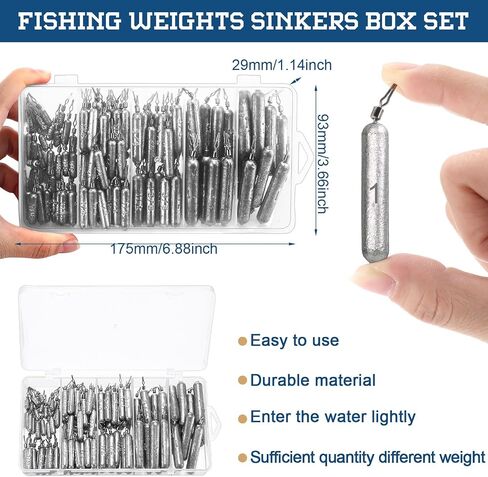140 Pcs Drop Shot Weight Skinny Pencil Shaped Fishing Sinkers Rig for Ocean Saltwater Surf Bass Fishing Casting Gear Tackle 1/16oz, 3/16oz, 1/8oz, 1/2oz, 3/8oz, 1/4oz, 3/4oz, 1oz, 1.5oz, 2oz in Saudi Arabia