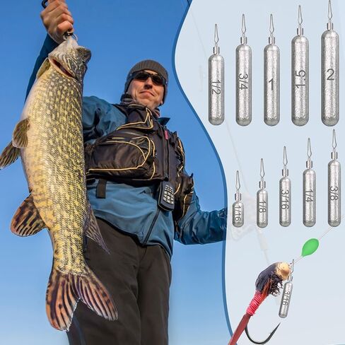 140 Pcs Drop Shot Weight Skinny Pencil Shaped Fishing Sinkers Rig for Ocean Saltwater Surf Bass Fishing Casting Gear Tackle 1/16oz, 3/16oz, 1/8oz, 1/2oz, 3/8oz, 1/4oz, 3/4oz, 1oz, 1.5oz, 2oz in Saudi Arabia