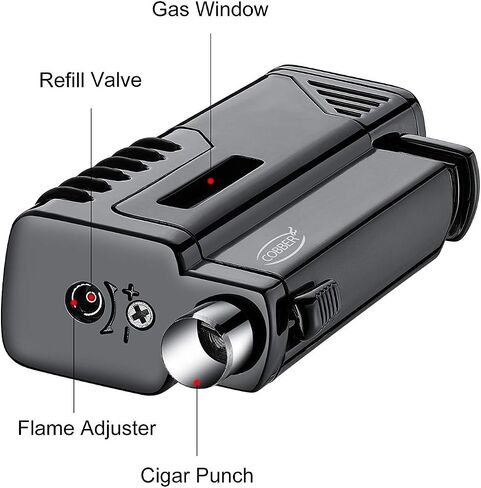 Cobber Torch Lighter, Quad 4 Jet Red Flame Refillable Butane Lighter with Punch in Saudi Arabia