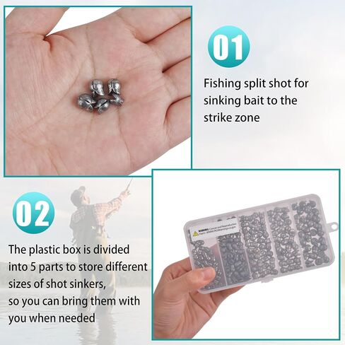Split Shot Fishing Weights Sinker Kit, 180/210pcs Removable Split Shot Weight Sinker Fishing Egg Weight Fishing Line Weight Fishing Sinker and Weight Clip On Weights Bass Fishing Freshwater in Saudi Arabia