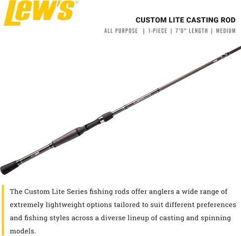 Lew’s Custom Lite Casting Fishing Rod, HM85 Graphite Rod, Stainless Steel Guides with Titanium Oxide Inserts, Split-Grip Handle, Black in Saudi Arabia