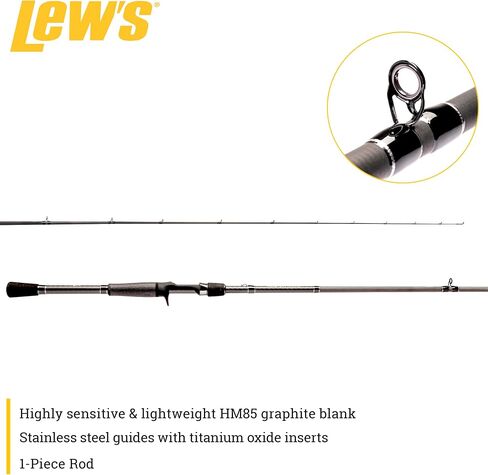 Lew’s Custom Lite Casting Fishing Rod, HM85 Graphite Rod, Stainless Steel Guides with Titanium Oxide Inserts, Split-Grip Handle, Black in Saudi Arabia