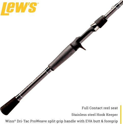 Lew’s Custom Lite Casting Fishing Rod, HM85 Graphite Rod, Stainless Steel Guides with Titanium Oxide Inserts, Split-Grip Handle, Black in Saudi Arabia