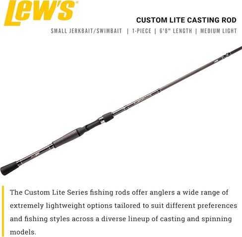 Lew’s Custom Lite Casting Fishing Rod, HM85 Graphite Rod, Stainless Steel Guides with Titanium Oxide Inserts, Split-Grip Handle, Black in Saudi Arabia
